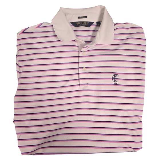 Ralph Lauren Polo Golf Mens L Shirt Performance Casual Preppy‎ Work Pima Striped - Picture 1 of 11